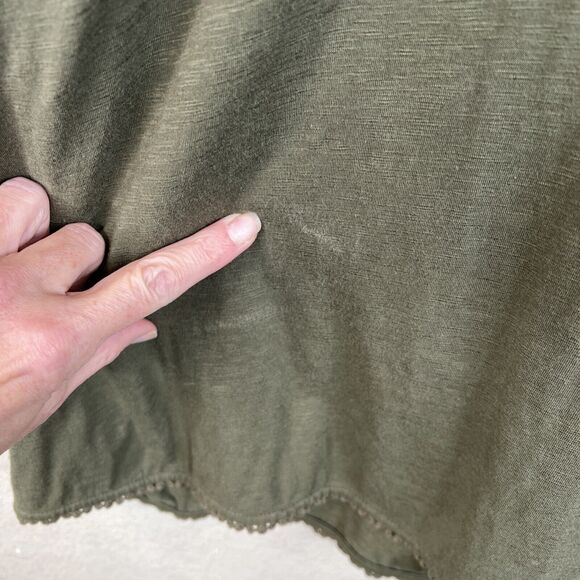 J. Jill Top Women's Large Green 3/4 Sleeve‎ Button Accent Boho Peasant Cotton - Picture 9 of 16